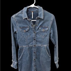 Free People Denim Long Sleeve Dress Size Small
